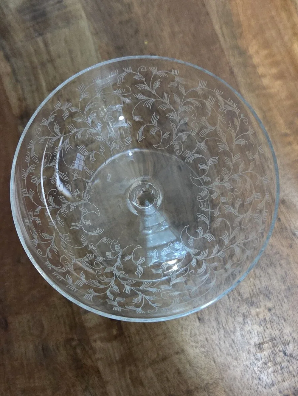 Vintage Etched Champagne Coupe Glasses Set of 4
